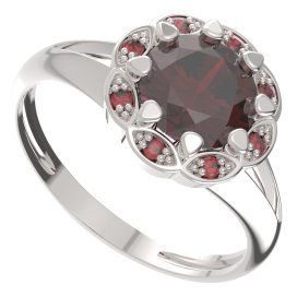 BG prsten kulatý 993-V Stříbro 925 - rhodium Granát