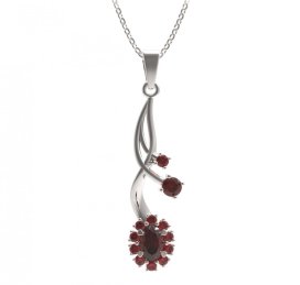 BG přívěs s centrálním oválným kamenem 498-P Stříbro 925 - rhodium Granát