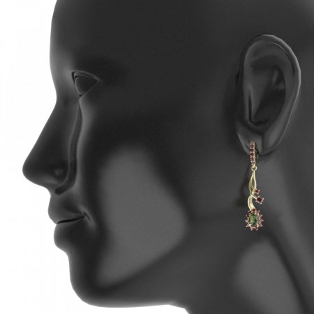 BG earring drop stone  509-P93 - Metal: Silver 925 - rhodium, Stone: Garnet