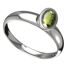 BG vltavínový prsten 559T Bílé zlato - 585 Vltavín