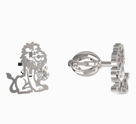 BeKid dětské náušnice lev 1191 Bílé zlato - 585 Diamant