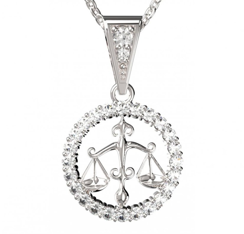 BG zlatý přívěšek Váhy 052 Bílé zlato - 585 Diamant