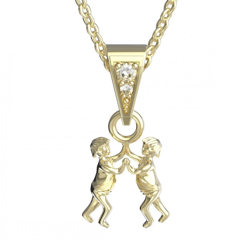 BG zlatý přívěšek Blíženci 040 Žluté zlato - 585 Diamant
