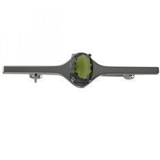 BG brož český přírodní granát  493I Stříbro 925 - ruthenium (30-90dní) Vltavín