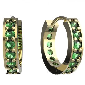 BG zlaté náušnice 807 Žluté zlato - 585 Zelený kubický zirkon