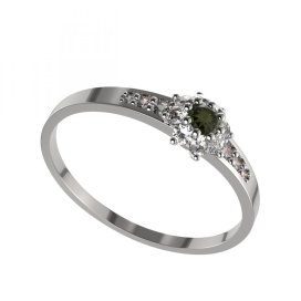 BG vltavínový prsten 886J Bílé zlato - 585 Vltavín a diamant