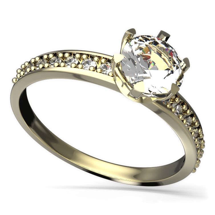 Zlatý prsten s diamantem, žluté zlato 585 – 876 (ZD32876E)