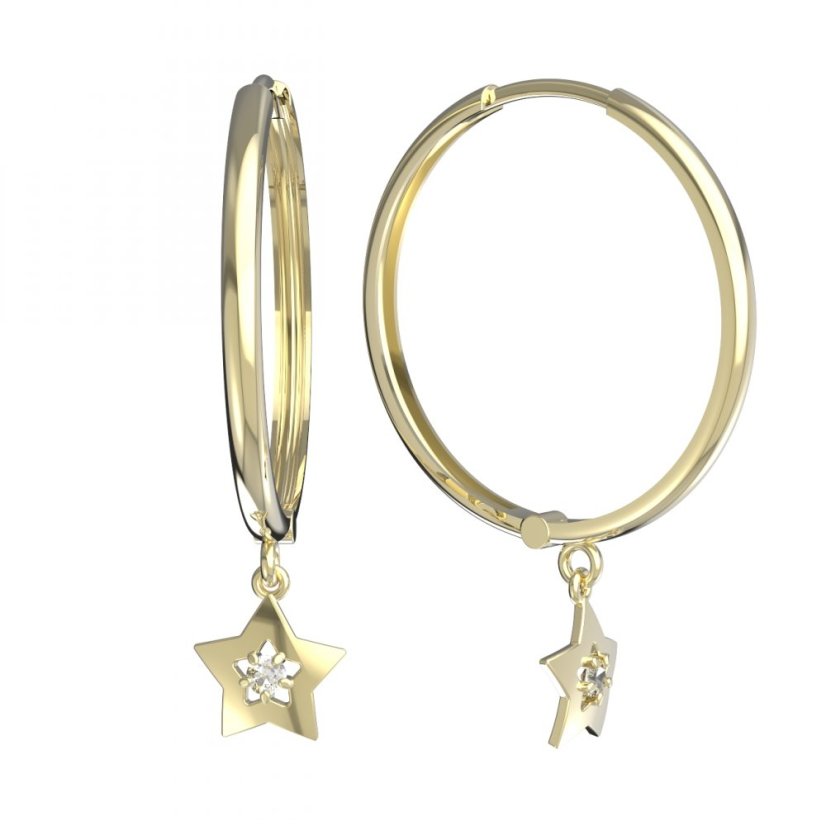 BG zlaté náušnice hvězdička 824 Žluté zlato - 585 Diamant