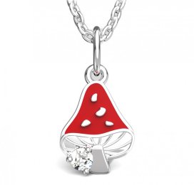 BeKid dětský zlatý přívěsek 1272 - muchomůrka Bílé zlato - 585 Bílý kubický zirkon