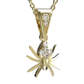 BG zlatý přívěšek - Pavouk  807 Žluté zlato - 585 Bílý kubický zirkon