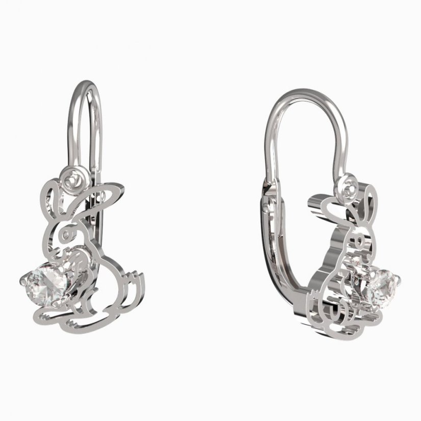 BeKid dětské náušnice zajíček 1186 Bílé zlato - 585 Diamant