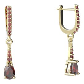 BG náušnice s kapkovitým kamenem 626 Stříbro 925 - pozlacené Granát