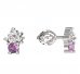 BeKid, Gold kids earrings -159 - Switching on: Screw, Metal: White gold 585, Stone: Pink cubic zircon