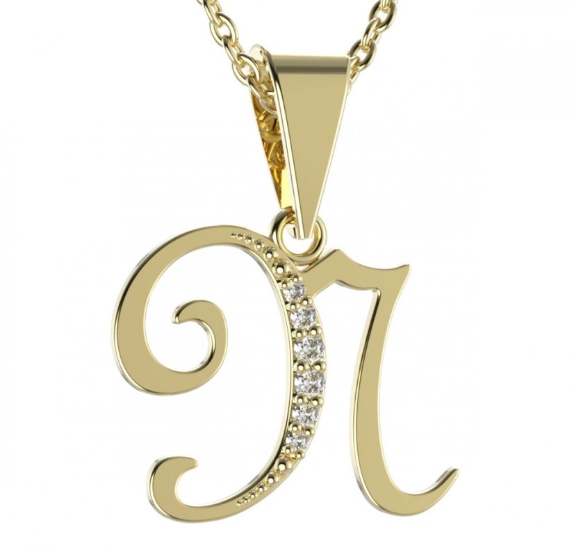BG zlatý přívěsek písmenko N - 1223 Žluté zlato - 585 Diamant