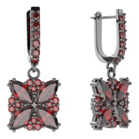 BG solitérní náušnice 408-94 Stříbro 925 - ruthenium (30-90dní) Granát