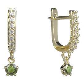 BG vltavínové náušnice 873 Žluté zlato - 585 Vltavín a diamant