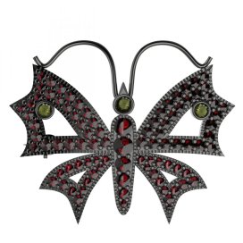 BG brož 122 Stříbro 925 - ruthenium (30-90dní) Vltavín a granát