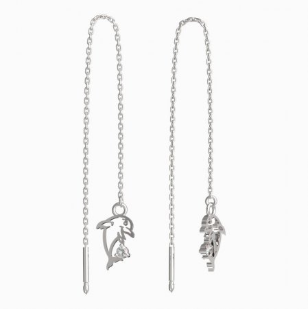 BeKid, Gold kids earrings -1183 - Switching on: Chain 9 cm, Metal: White gold 585, Stone: White cubic zircon