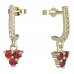 BeKid, Gold kids earrings -776 - Switching on: Pendant hanger, Metal: Yellow gold 585, Stone: Red cubic zircon