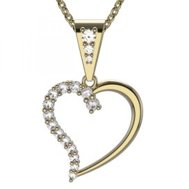 BG zlatý diamantový přívěšek srdíčko 1258 Žluté zlato - 585 Diamant lab-grown