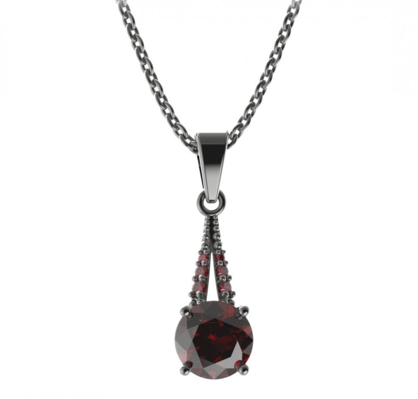BG přívěs kruhového tvaru 474-G Stříbro 925 - rhodium Granát