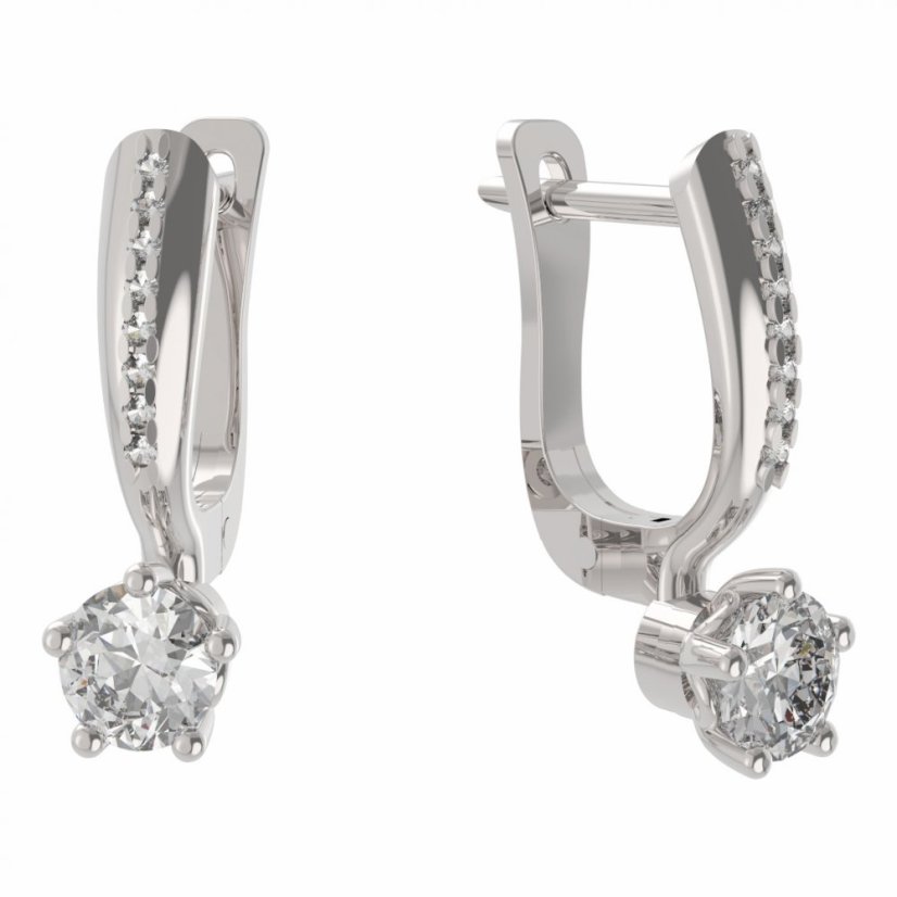BG zlaté náušnice 874 Bílé zlato - 585 Diamant