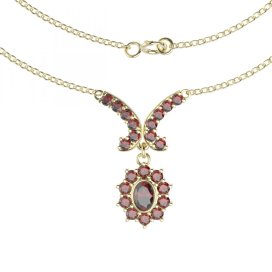 BG náhrdelník vsazený přírodní granát  018 Stříbro 925 - pozlacené Granát