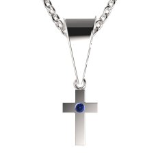 BG zlatý přívěšek křížek 1105 Bílé zlato - 585 Tmavě modrý kubický zirkon