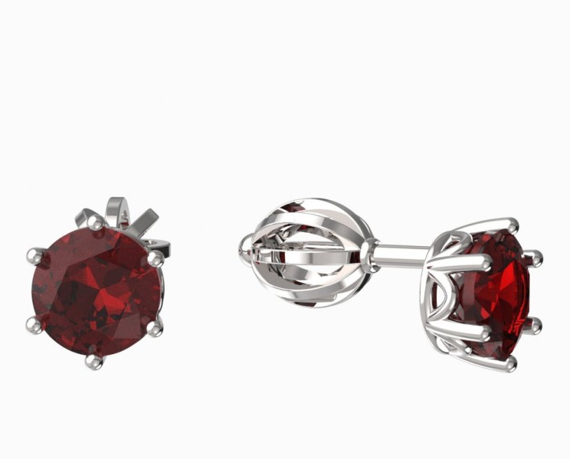 BeKid dětské náušnice 1295 Bílé zlato - 585 Červený kubický zirkon