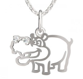 BeKid dětský přívěšek hrošík 1188 Bílé zlato - 585 Diamant