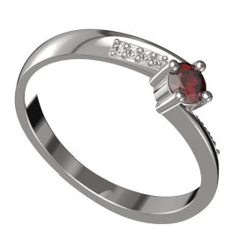 BG zlatý granátový, vltavínový  prstýnek 1445 Bílé zlato - 585 Granát a diamant