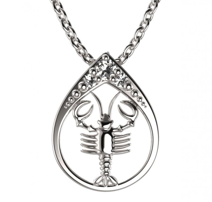 BeKid dětský zlatý přívěsek 047 rak Bílé zlato - 585 Diamant