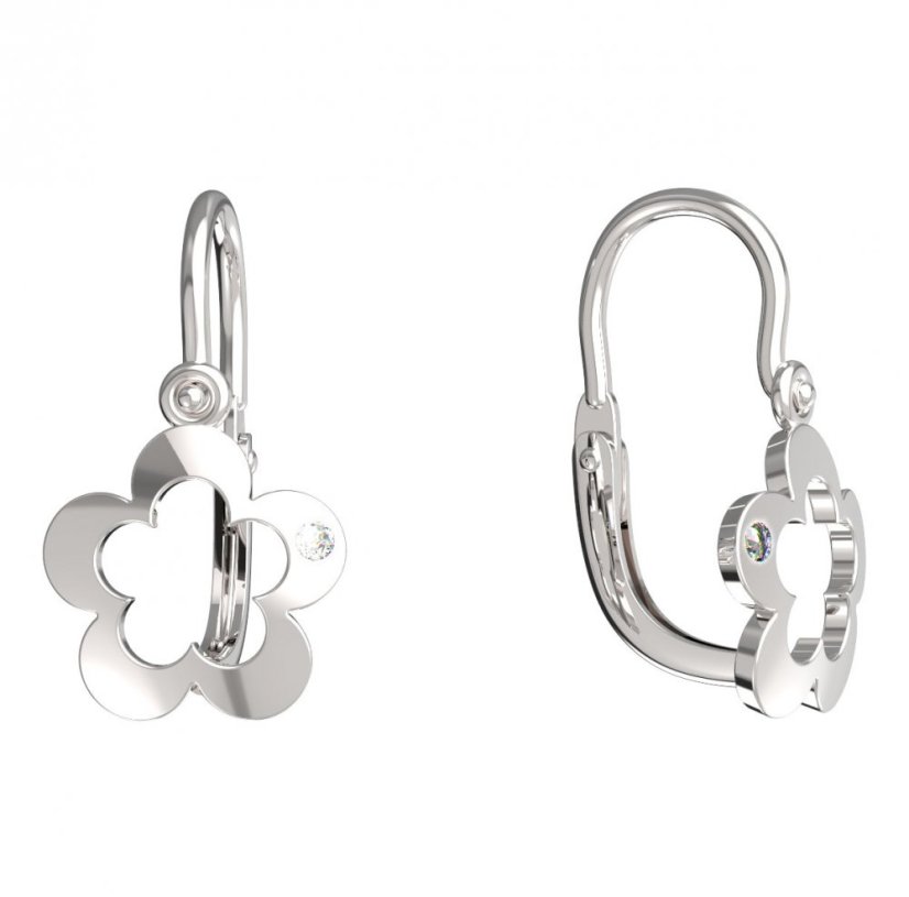 BeKid dětské náušnice pětilístek 832 Bílé zlato - 585 Diamant