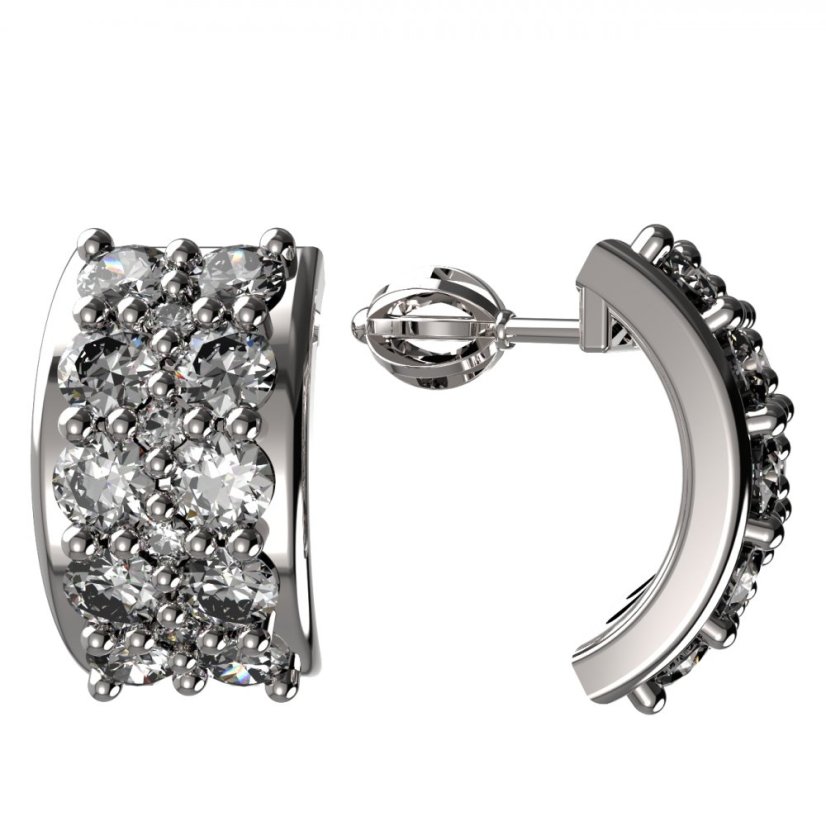 BG zlaté diamantové náušnice 959 Bílé zlato - 585 Diamant lab-grown