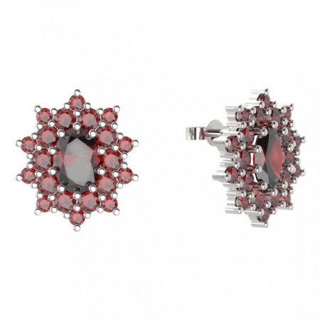BG earring oval -  249 - Metal: Silver 925 - rhodium, Stone: Garnet
