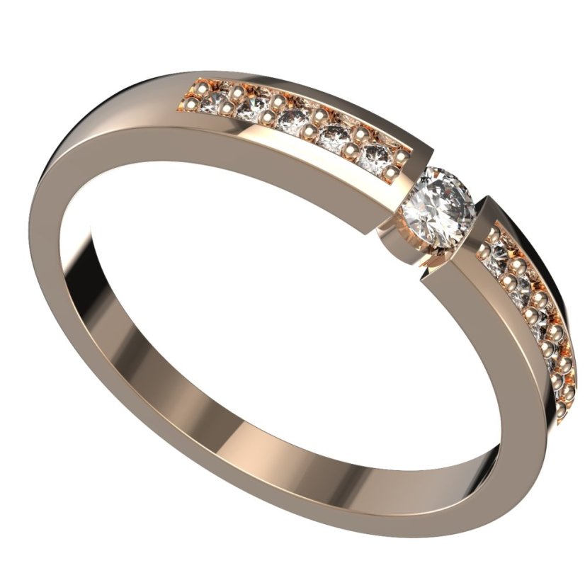 Zlatý prsten s lab-grown diamantem, růžové zlato 585 – 1454