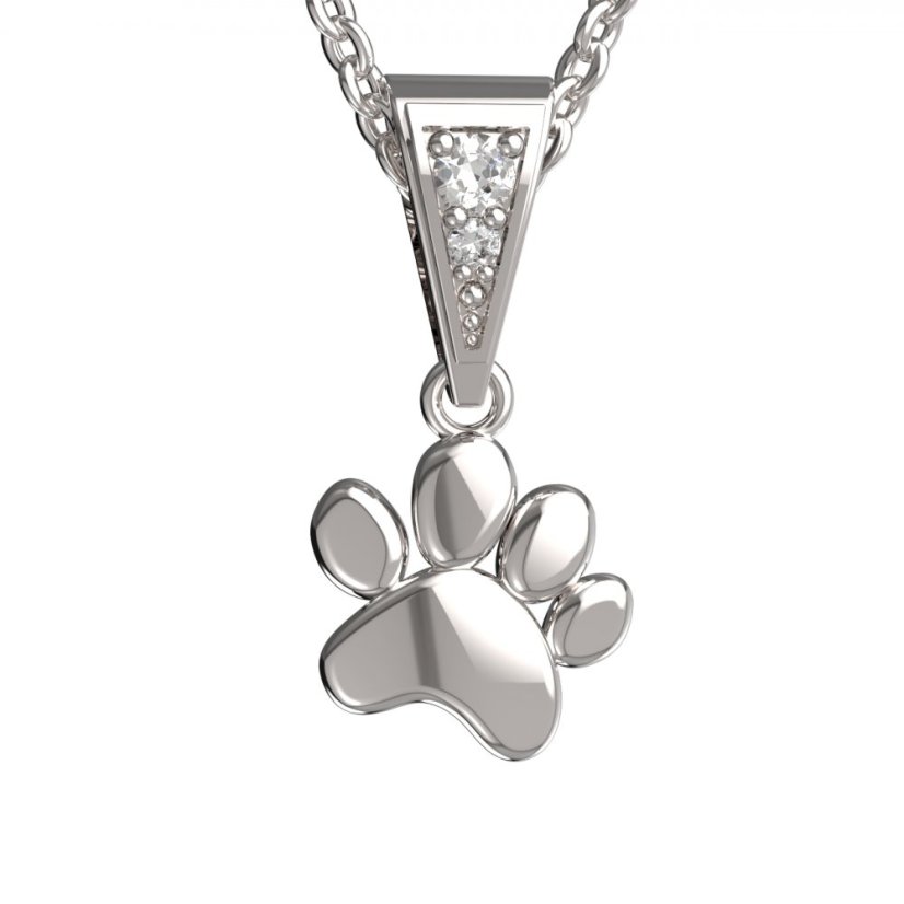 BG zlatý přívěšek - tlapka1368 Bílé zlato - 585 Diamant