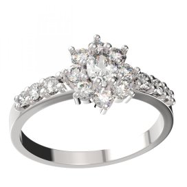 BG zlatý diamantový prstýnek 627Z Bílé zlato - 585 Diamant lab-grown