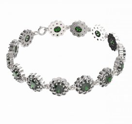 BG náramek 293 Stříbro 925 - rhodium Vltavín a  kubický zirkon