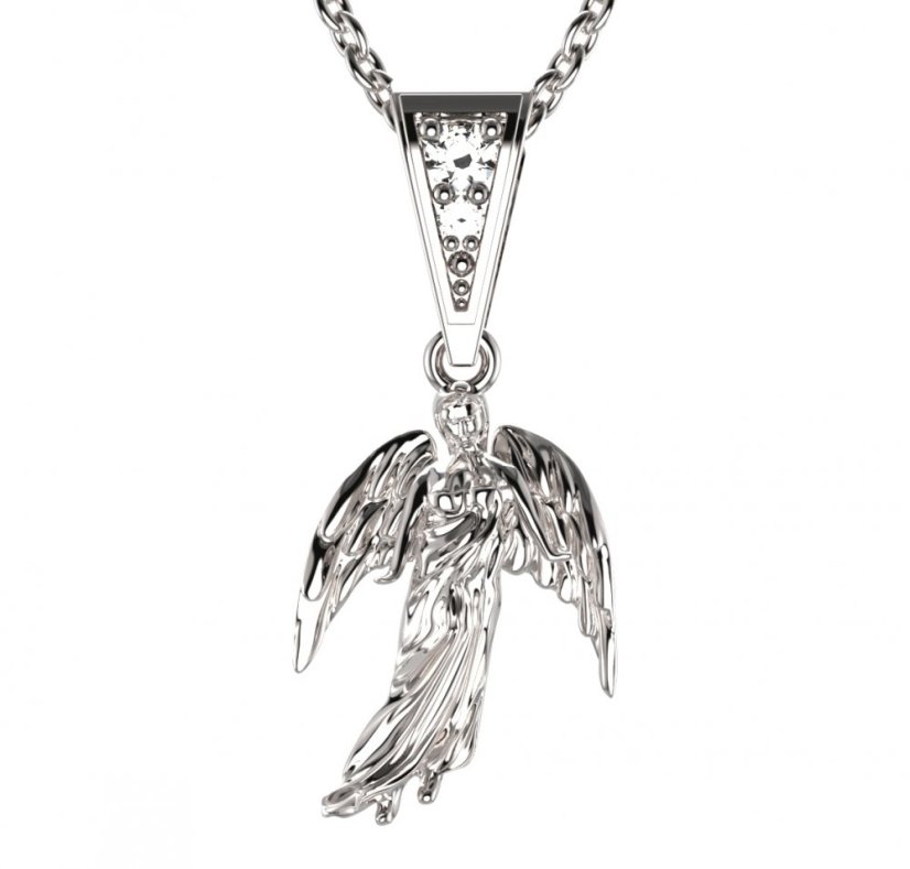 BG zlatý přívěšek anděl 1175 Bílé zlato - 585 Diamant