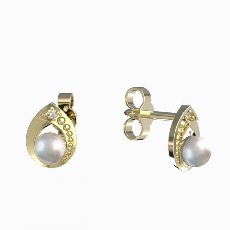 BeKid dětské náušnice 1242 s bílou perlou - Zapínání: Kruhy 12 mm, Kov: Bílé zlato 585, Kámen: Diamant