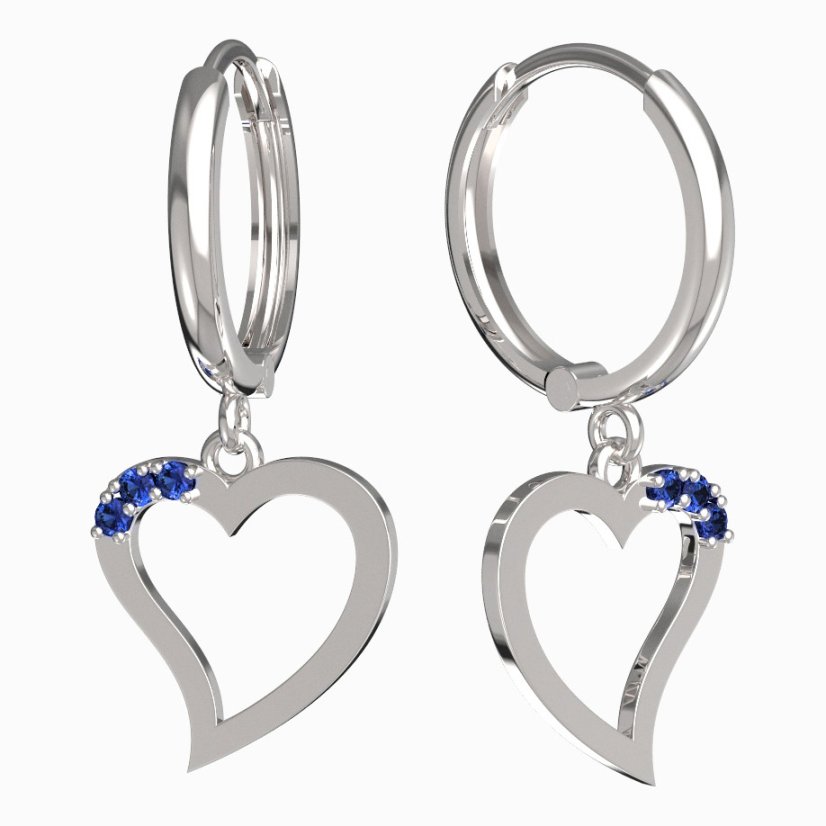 BeKid dívčí náušnice srdíčko 1261 Bílé zlato - 585 Tmavě modrý kubický zirkon