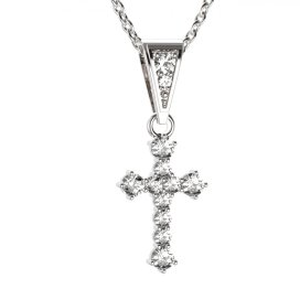 BG zlatý diamantový přívěšek křížek 256 Bílé zlato - 585 Diamant lab-grown