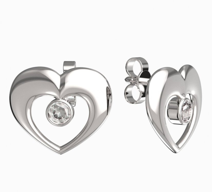 BeKid dětské náušnice srdíčko 610 Bílé zlato - 585 Diamant