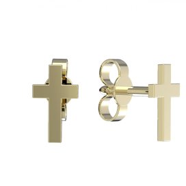 BG zlaté náušnice křížek 1105 Žluté zlato - 585