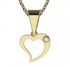 BG zlatý diamantový přívěšek srdíčko 1269 Žluté zlato - 585 Diamant lab-grown