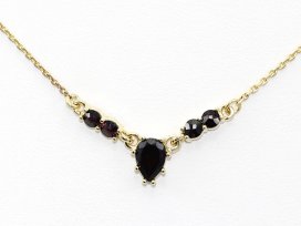 BG náhrdelník vsazený přírodní granát  025 Stříbro 925 - pozlacené Granát