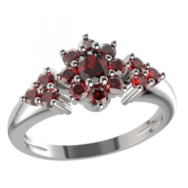 BG prsten s oválným kamenem 627-U Stříbro 925 - rhodium Granát