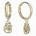 BeKid, Gold kids earrings -1192 - Switching on: Circles 15 mm, Metal: Yellow gold 585, Stone: Green cubic zircon