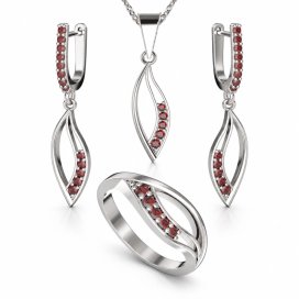 Stříbrný set šperků 462 s granáty, Stříbro 925, Granát